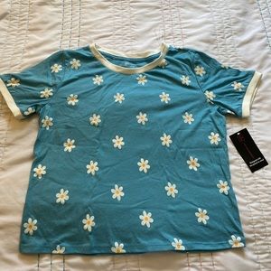 New: Blue Floral “NOBO” Top, Size “Large”